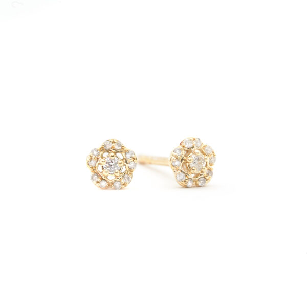 14KT Yellow Gold 0.10ct Diamond Flower Stud Earrings