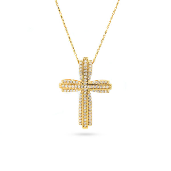 14KT Yellow Gold 0.56ct Diamond Cross Pendant with Chain