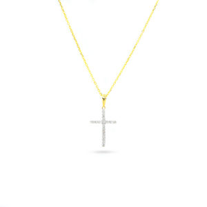 14KT Yellow Gold 0.10ct Diamond Cross Pendant with Chain