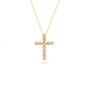 14KT Yellow Gold 0.50ct Diamond Cross Pendant with Chain