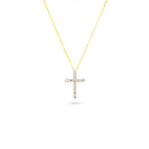 14KT Yellow Gold 0.29ct Diamond Cross Pendant with Chain