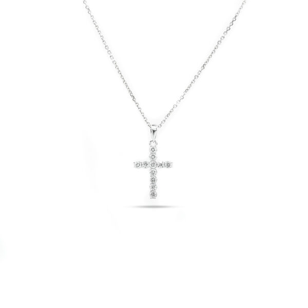 14KT White Gold 0.26ct Diamond Cross Pendant with Chain