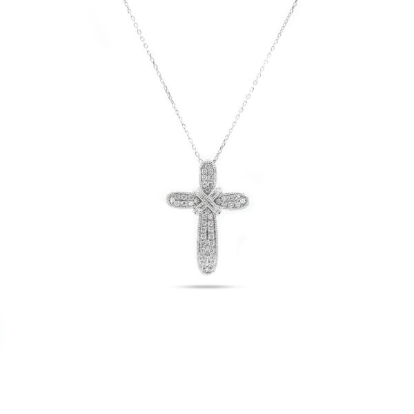 14KT White Gold 0.20ct Diamond Cross Pendant with Chain