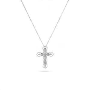 14KT White Gold 0.25ct Diamond Cross Pendant with Chain