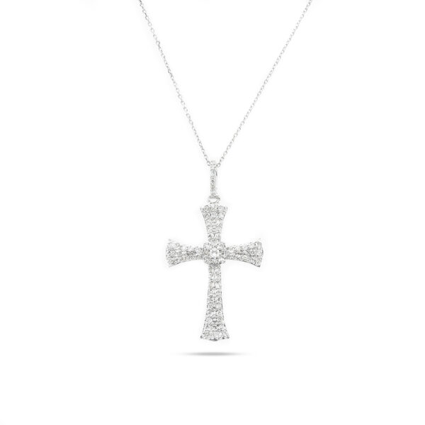 14KT White Gold 0.48ct Diamond Cross Pendant with Chain
