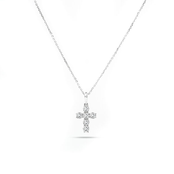 14KT White Gold 0.18ct Diamond Cross Pendant with Chain