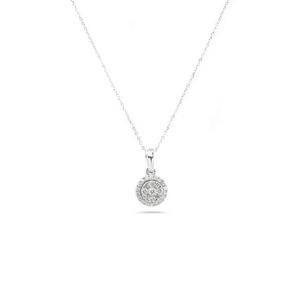 14KT White Gold 0.30ct Diamond Cluster Pendant with Chain