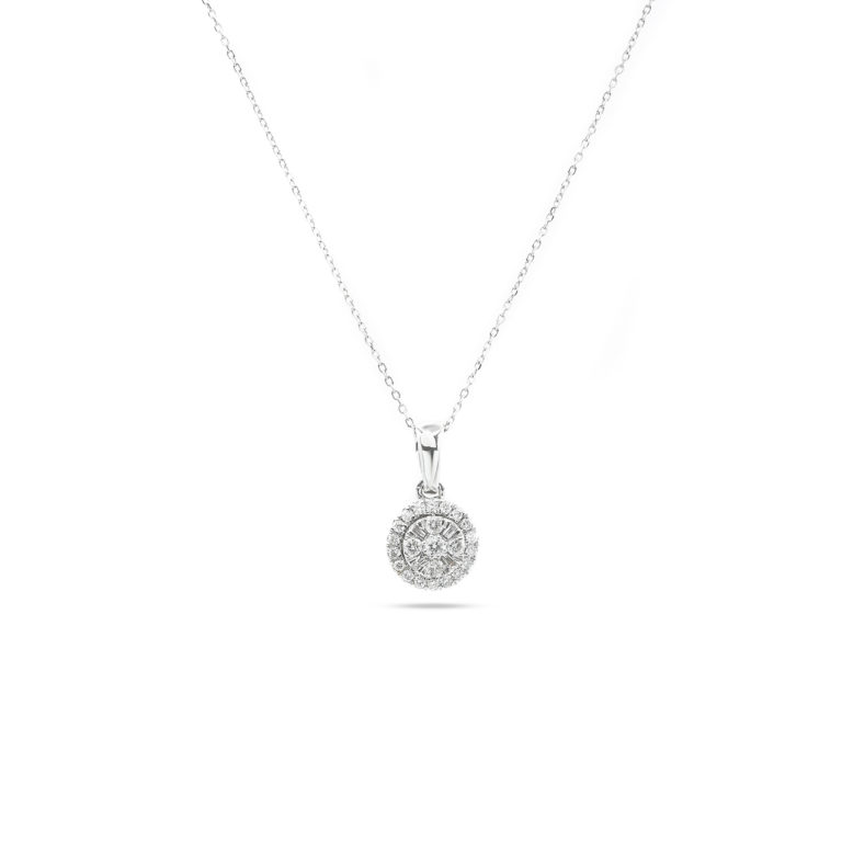 14KT White Gold 0.30ct Diamond Cluster Pendant with Chain