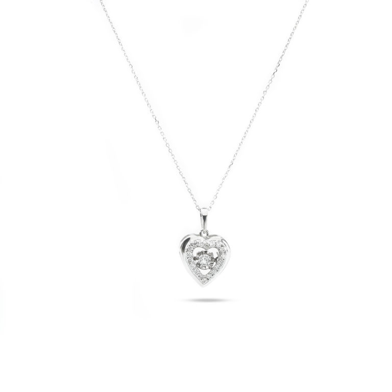 14KT White Gold 0.22ct Diamond Heart Pendant with Chain
