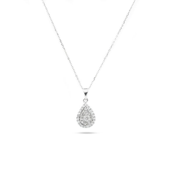 14KT White Gold 0.30ct Diamond Pear Pendant with Chain