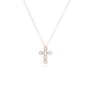 14KT Rose Gold 0.25ct Diamond Cross Pendant with Chain