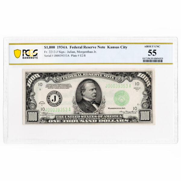 $1,000 1934A Federal Reserve Note Kansas City