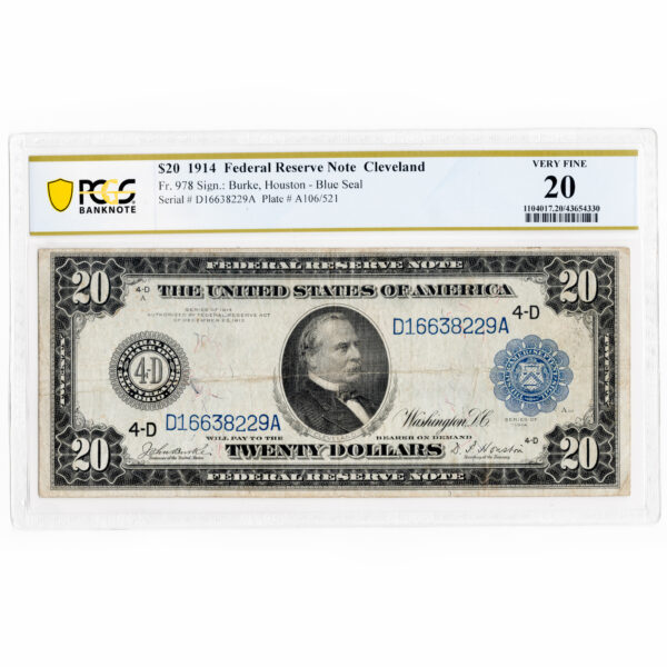 $20 1914 Federal Reserve Grover Cleveland Note - Very Fine