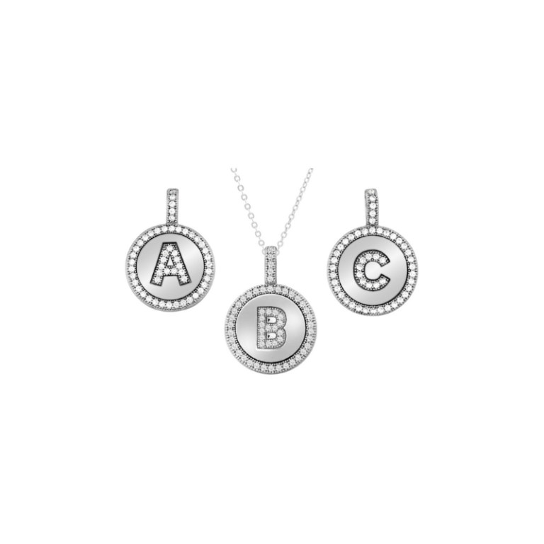 Sterling Silver Micro Pave Circle Pendant No Chain - ABC
