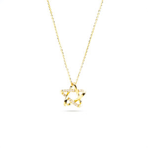 14KT Yellow Gold 0.15ct Diamond Star Pendant with Chain