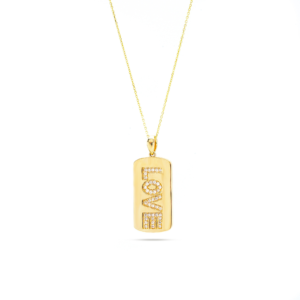 14KT Yellow Gold 0.22ct Diamond Love Pendant with Chain