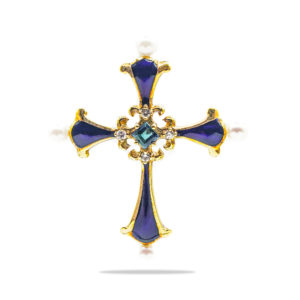 Blue and Pearl Cross Pendant