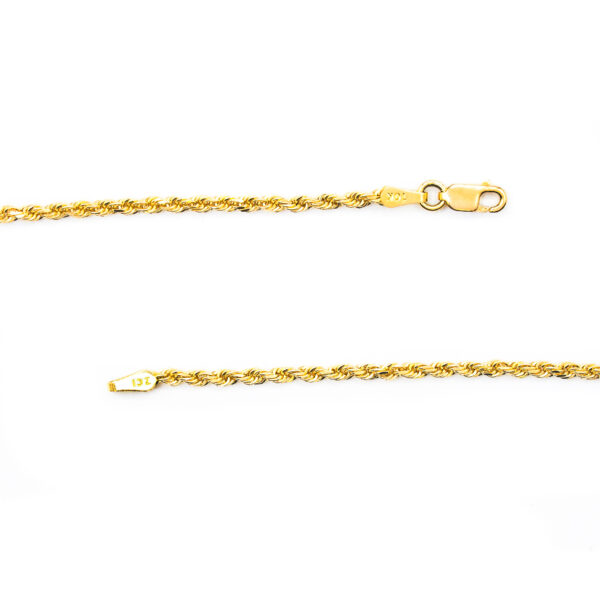 2.0mm 10KT Yellow Gold 16 inch Rope Chain