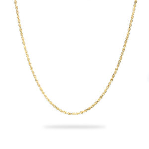 2.0mm 10KT Yellow Gold Solid Diamond Cut 20 inch Rope Chain